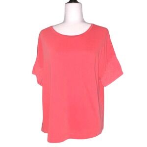 Tribal Jeans Melon Paint Cotton Knit Top Vintage Look Short Sleeve Small NWT